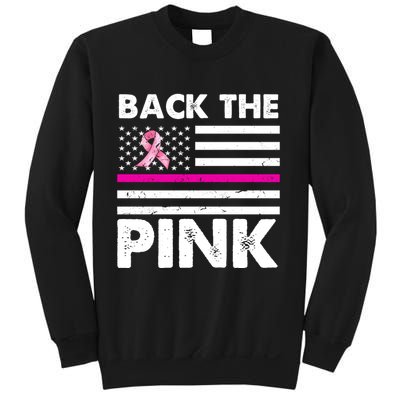 Back The Pink Breast Cancer Awareness Thin Line Sweatshirt