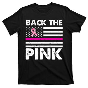 Back The Pink Breast Cancer Awareness Thin Line T-Shirt