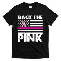Back The Pink Breast Cancer Awareness Thin Line T-Shirt