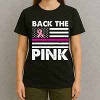 Back The Pink Breast Cancer Awareness Thin Line T-Shirt