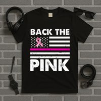 Back The Pink Breast Cancer Awareness Thin Line T-Shirt