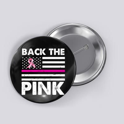 Back The Pink Breast Cancer Awareness Thin Line Button