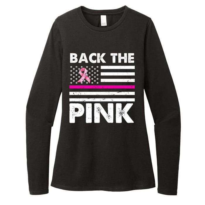 Back The Pink Breast Cancer Awareness Thin Line Womens CVC Long Sleeve Shirt