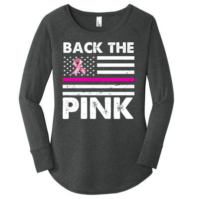 Back The Pink Breast Cancer Awareness Thin Line Women's Perfect Tri Tunic Long Sleeve Shirt