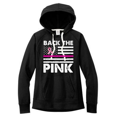 Back The Pink Breast Cancer Awareness Thin Line Women's Fleece Hoodie