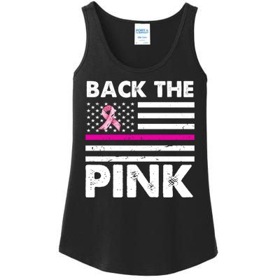 Back The Pink Breast Cancer Awareness Thin Line Ladies Essential Tank