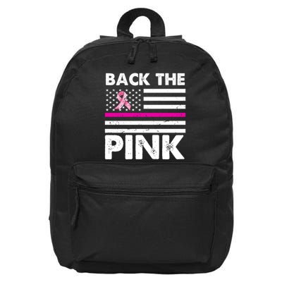 Back The Pink Breast Cancer Awareness Thin Line 16 in Basic Backpack