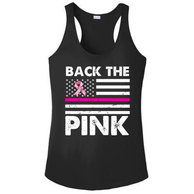 Back The Pink Breast Cancer Awareness Thin Line Ladies PosiCharge Competitor Racerback Tank