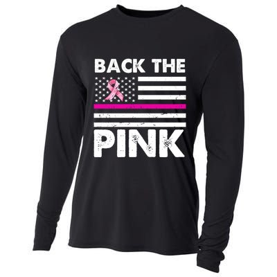 Back The Pink Breast Cancer Awareness Thin Line Cooling Performance Long Sleeve Crew