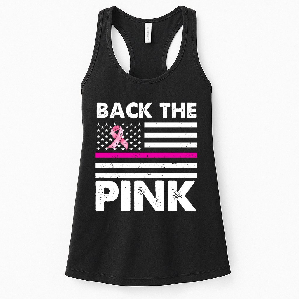 Back The Pink Breast Cancer Awareness Thin Line Womens Tank Top