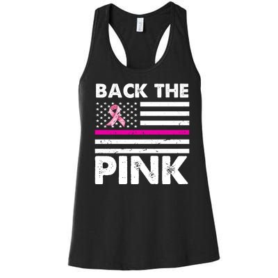 Back The Pink Breast Cancer Awareness Thin Line Women's Racerback Tank