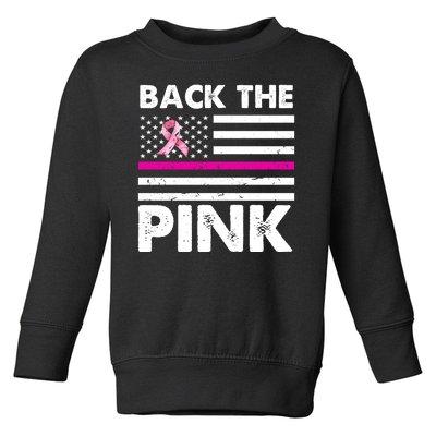 Back The Pink Breast Cancer Awareness Thin Line Toddler Sweatshirt