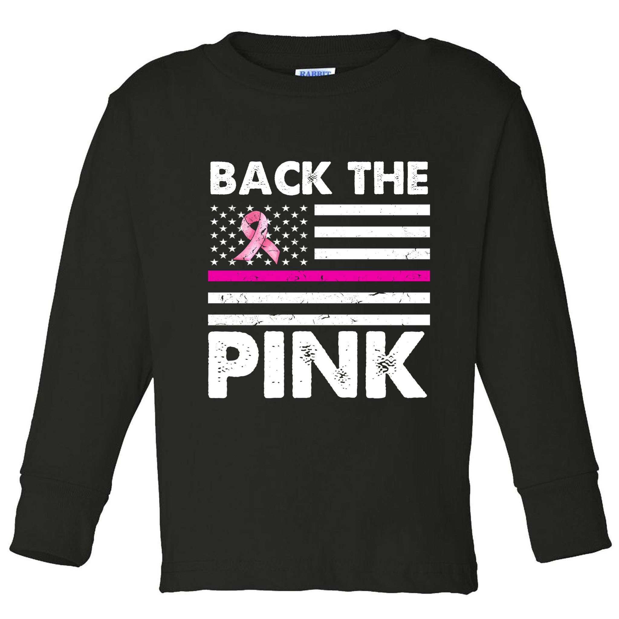 Back The Pink Breast Cancer Awareness Thin Line Toddler Long Sleeve Shirt