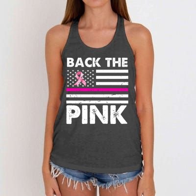 Back The Pink Breast Cancer Awareness Thin Line Women's Knotted Racerback Tank