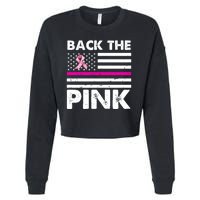 Back The Pink Breast Cancer Awareness Thin Line Cropped Pullover Crew