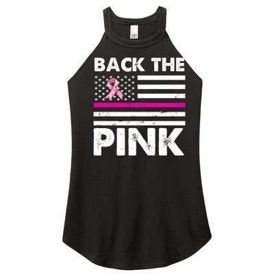 Back The Pink Breast Cancer Awareness Thin Line Women's Perfect Tri Rocker Tank