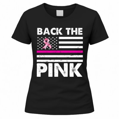 Back The Pink Breast Cancer Awareness Thin Line Women's T-Shirt