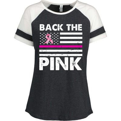 Back The Pink Breast Cancer Awareness Thin Line Enza Ladies Jersey Colorblock Tee