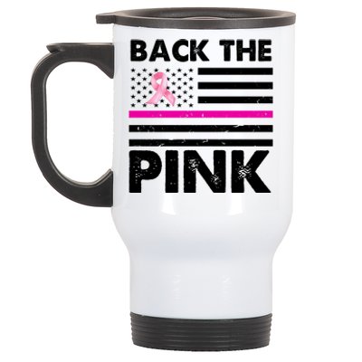 Back The Pink Breast Cancer Awareness Thin Line Stainless Steel Travel Mug