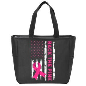 Back The Pink Breast Cancer Awareness Zip Tote Bag