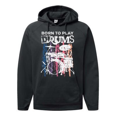 Born To Play Drums Drumming Rock Music Band Drummer Gift Performance Fleece Hoodie