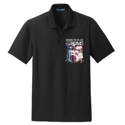 Born To Play Drums Drumming Rock Music Band Drummer Gift Dry Zone Grid Polo