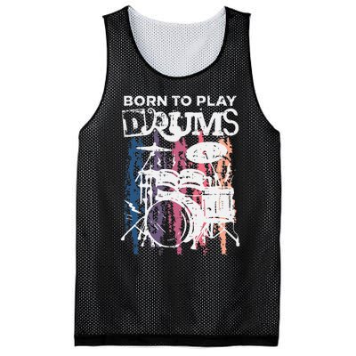 Born To Play Drums Drumming Rock Music Band Drummer Gift Mesh Reversible Basketball Jersey Tank