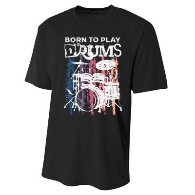 Born To Play Drums Drumming Rock Music Band Drummer Gift Performance Sprint T-Shirt