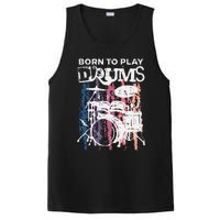 Born To Play Drums Drumming Rock Music Band Drummer Gift PosiCharge Competitor Tank