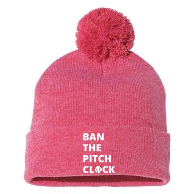 Ban The Pitch Clock In Baseball Show Your Support Pom Pom 12in Knit Beanie