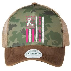 Back The Pink Ribbon American Flag Breast Cancer Awareness Legacy Tie Dye Trucker Hat