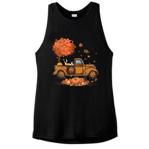 Boston Terrier Pumpkins Truck Autumn Leaf Fall Thanksgiving Ladies PosiCharge Tri-Blend Wicking Tank