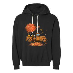 Boston Terrier Pumpkins Truck Autumn Leaf Fall Thanksgiving Garment-Dyed Fleece Hoodie