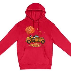 Boston Terrier Pumpkins Truck Autumn Leaf Fall Thanksgiving Premium Pullover Hoodie