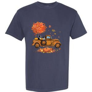 Boston Terrier Pumpkins Truck Autumn Leaf Fall Thanksgiving Garment-Dyed Heavyweight T-Shirt