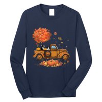 Boston Terrier Pumpkins Truck Autumn Leaf Fall Thanksgiving Long Sleeve Shirt