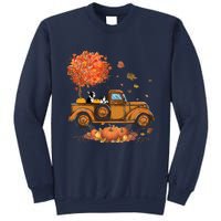 Boston Terrier Pumpkins Truck Autumn Leaf Fall Thanksgiving Sweatshirt