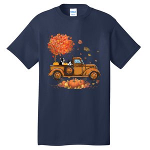 Boston Terrier Pumpkins Truck Autumn Leaf Fall Thanksgiving Tall T-Shirt