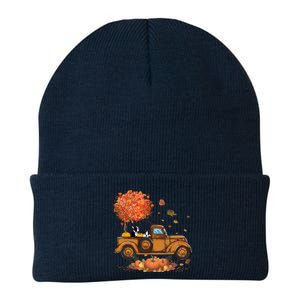 Boston Terrier Pumpkins Truck Autumn Leaf Fall Thanksgiving Knit Cap Winter Beanie