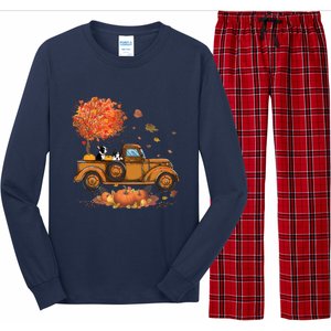 Boston Terrier Pumpkins Truck Autumn Leaf Fall Thanksgiving Long Sleeve Pajama Set