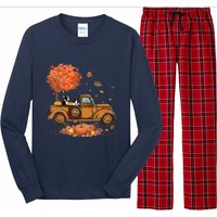 Boston Terrier Pumpkins Truck Autumn Leaf Fall Thanksgiving Long Sleeve Pajama Set