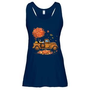 Boston Terrier Pumpkins Truck Autumn Leaf Fall Thanksgiving Ladies Essential Flowy Tank