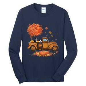 Boston Terrier Pumpkins Truck Autumn Leaf Fall Thanksgiving Tall Long Sleeve T-Shirt