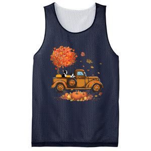 Boston Terrier Pumpkins Truck Autumn Leaf Fall Thanksgiving Mesh Reversible Basketball Jersey Tank