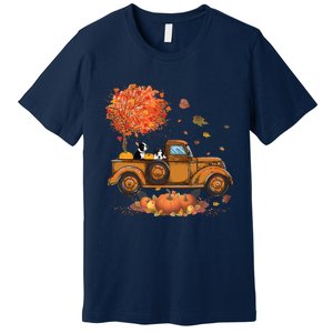 Boston Terrier Pumpkins Truck Autumn Leaf Fall Thanksgiving Premium T-Shirt