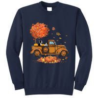 Boston Terrier Pumpkins Truck Autumn Leaf Fall Thanksgiving Tall Sweatshirt