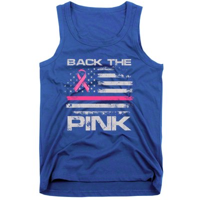 Back The Pink American Flag Breast Cancer Awareness (Onback) Gift Tank Top