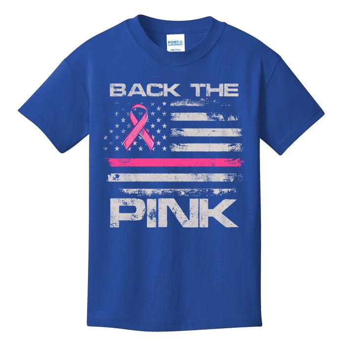 Back The Pink American Flag Breast Cancer Awareness (Onback) Gift Kids T-Shirt