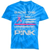 Back The Pink American Flag Breast Cancer Awareness (Onback) Gift Kids Tie-Dye T-Shirt