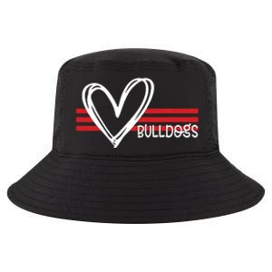 Bulldogs Team Pride School Spirit White Red Heart Cool Comfort Performance Bucket Hat